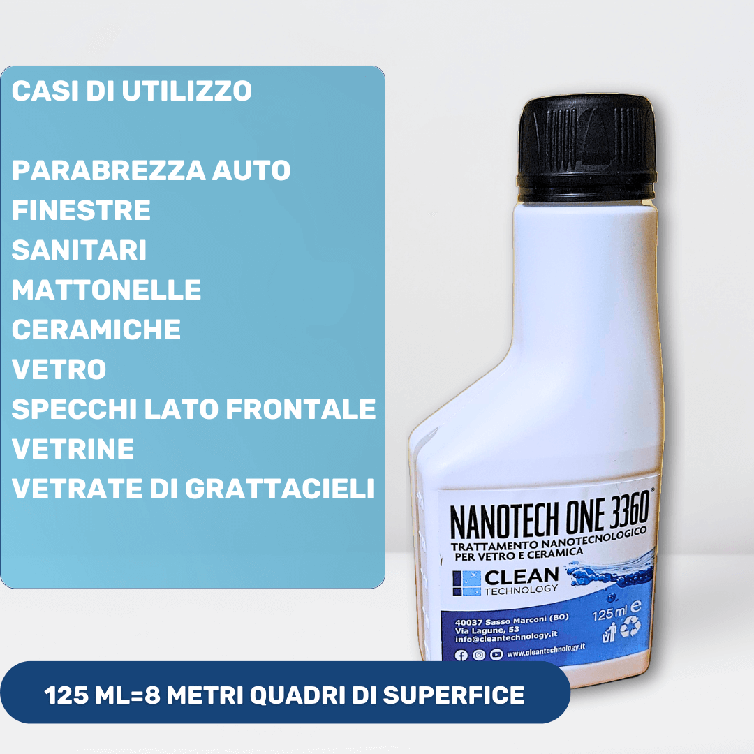 NANOTECH ONE 3360- TRATTAMENTO NANOTECNOLOGICO VETRI E CERAMICHE-125 ml - SCONTATO 35%