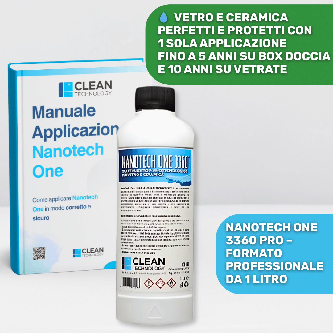 Trattamento professionale nanotecnologico idrorepellente per vetri e ceramica - Nanotech One 3360 (1 Litro)